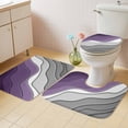 thumbnail image 2 of Purple Grey Ombre Bath Mat 3 Piece Bathroom Rug Set, Modern Geometric Abstract Aesthetics Cream Non Slip Bath Rug Contour Mat and Toilet Lid Cover, Absorbent Shower Mats Soft Bath Rugs and Mats Sets, 2 of 8