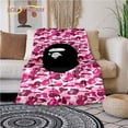 thumbnail image 3 of Fashion Bape Flannel Throw blanket Children and adults Gift Fluffy Fleece blanket for Bedroom Bed Sofa Travel Camping Washable, 3 of 4