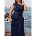 thumbnail image 3 of AURA Plus Size Evening Dress Sequin V Neck Sleeveless Party Long Slim Fit Polyester Summer, 3 of 8