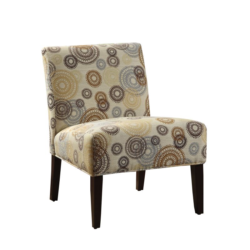 ACME Furniture Aberly Fabric Accent Chair in Multicolor and Espresso
