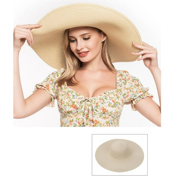 Sun-Kissed Elegance: Stylish Straw Floppy Hat for Effortless Summer Glamour Beige