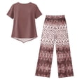thumbnail image 6 of Womens Lounge 2 Piece Outfits Casual Wide Leg Crop Pants and Top Matching Set Summer Holidays Beach Clothes, 6 of 6