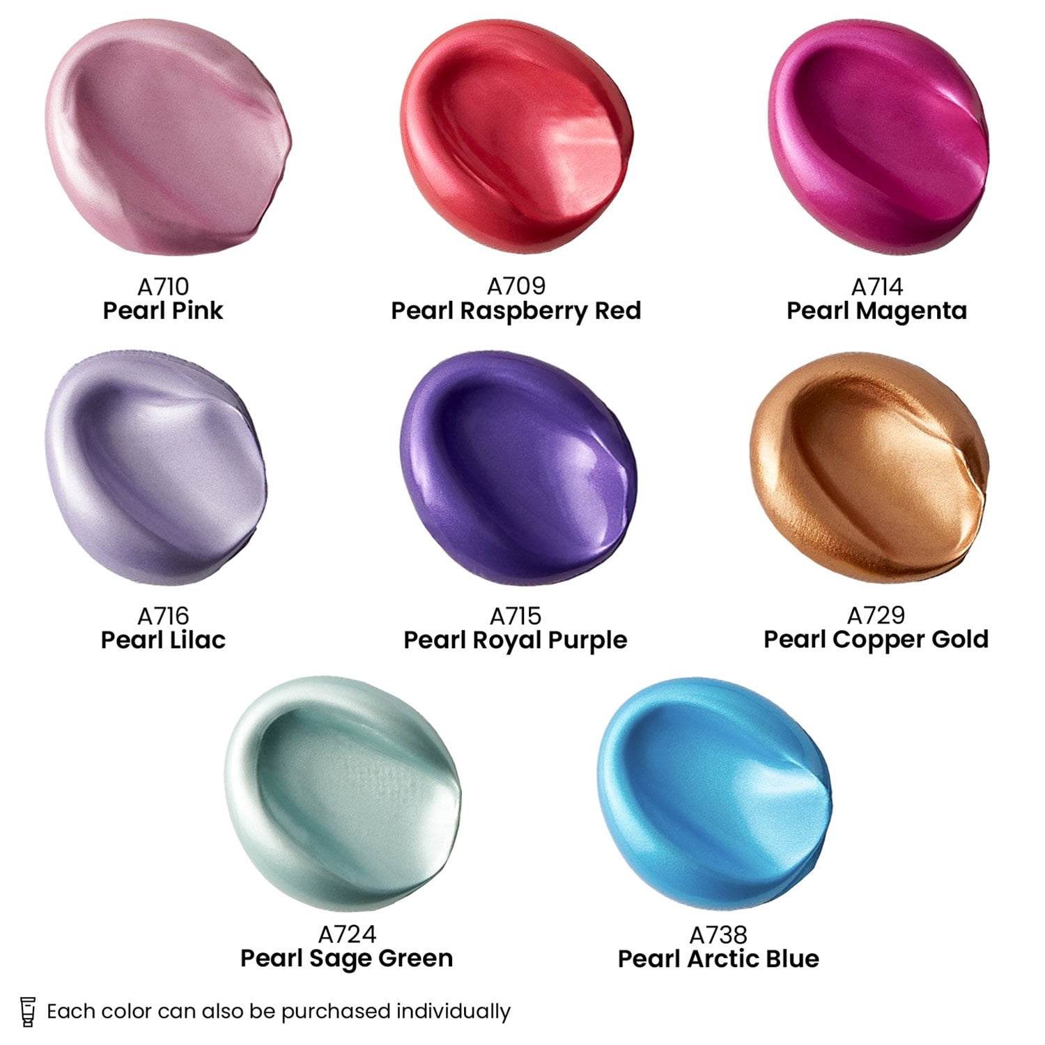 Arteza Acrylic Artist Paint, Metallic Finish, Multicolor, Set of 8, 120 mL