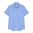 thumbnail image 2 of WREESH Men's Button Down Shirts Summer Short Sleeve Solid Color Fashion Home Casual Shirts with V-Neck for Men's Comfort Light Blue, 2 of 6