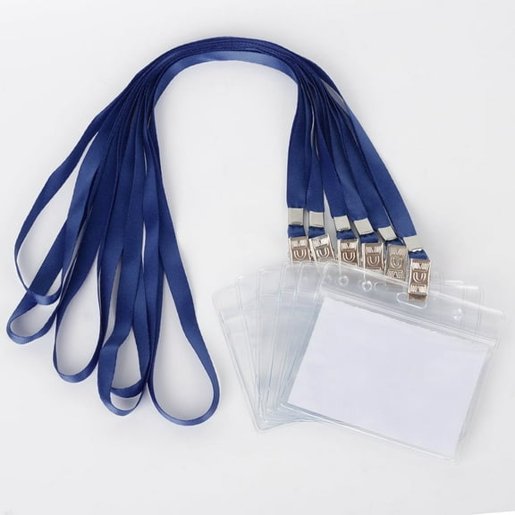 50pcs Lanyards with ID Holder for Name Tags Waterproof Type Clear Plastic Name Badge Holder Id Card