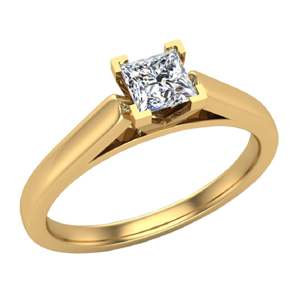 Women's Fine band 14K Gold 0.25 ct Round CZ Classic Solitaire Engagement Ring 