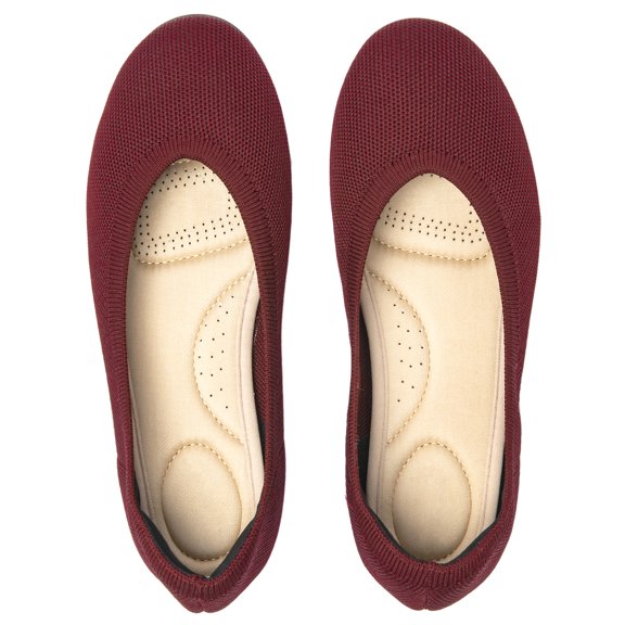 Ataiwee Women's Wide Width Flats Shoes - Classic Knitted Breathable Ladies Slip on Dress Ballet Shoes.