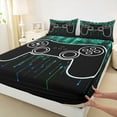 thumbnail image 3 of jejeloiu Cute Console Gamepad Bed Sheets,Gamer Gaming King Sheets,Cyan Black Sheet Set For Girls Boys,Super Cozy Room Decor,4pcs, 3 of 7