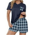 thumbnail image 2 of Simua Pajamas Sets for Women Casual Summer Lounge Sets Short Sleeve V-neck T-shirts and Plaid Shorts Sleepwear 2 Piece Pjs Sets, 2 of 6