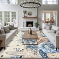 thumbnail image 3 of Area Rug for Living Room, Blue Starfish Coastal Non-Slip Indoor Large Carpet for Bedroom/Dining Room, Eucalyptus Summer Nautical Shell Retro Washable Rectangle Floor Runner Rugs - 5 x 7 Ft, 3 of 8