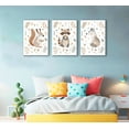 thumbnail image 3 of 3Pcs Woodland Animals Nursery Wall Art Watercolor Wild Animals Kids Room Wall Decor Cute Squirrel Raccoon Fox Prints Posters Kids Room Canvas Painting for Boys Room Girls Room Pictures Framed, 3 of 5