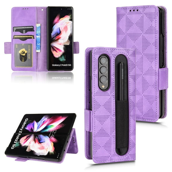 Samsung Galaxy Z FOLD 3 5G Case , Leather Wallet Cover Magnetic Full Body Shockproof Stand Flip Case for Samsung Galaxy Z FOLD 3 5G