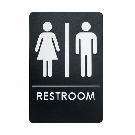 Unisex Restroom Sign, ADA-Compliant Bathroom Door Sign for Offices, Businesses, and Restaurants - | Made in USA | London Health Products (Black)
