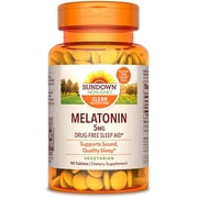 Sundown Naturals Melatonin 5mg Extra Strength Sleep Aid Tablets, 60 Ea