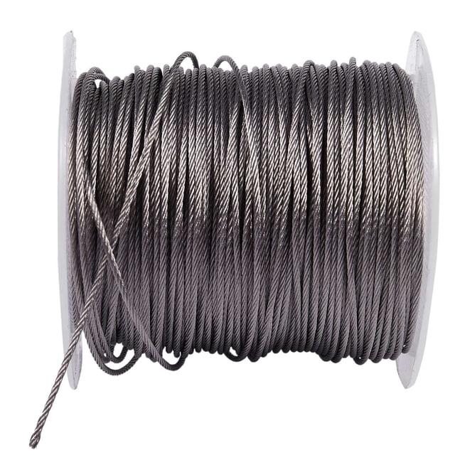 Hoisting Lifting 7x7 1mm Dia Stainless Steel Flexible Wire Rope 177Ft