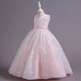 thumbnail image 4 of DPTALR Robe pour Enfants Filles Robe Princesse Sans Manches Nœud Papillon Dentelle Fleurs Robe en Tulle, 4 of 9