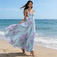thumbnail image 5 of CIENVNSTG Wedding Guest Dresses For Women 2026 Square Neck Sleeveless Floral Pleated Maxi Dress Belted Flowy Sundress Boho Outfit Blue L, 5 of 8