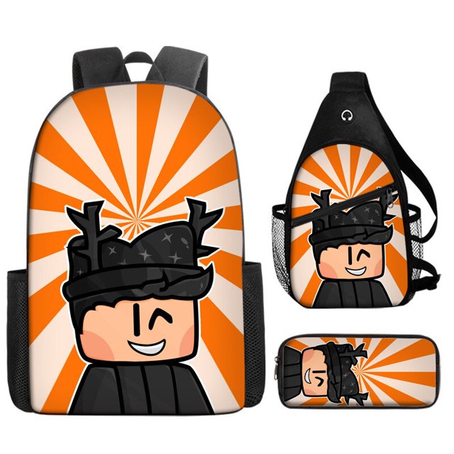Traje de tres piezas Roblox, juego de animación, Bolsa Escolar con cremallera periférica, mochila para estudiantes, bolsa de pecho, bolsa de lápices, regalo para niños, nuevo