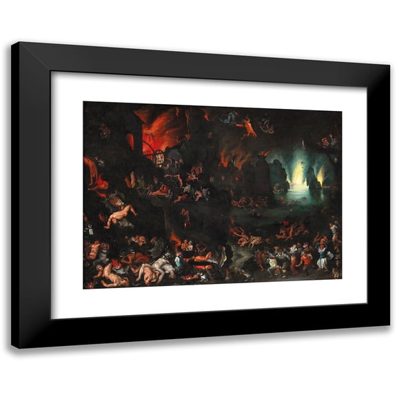 Jan Brueghel The Elder 14x11 Black Modern Framed Museum Art Print Titled - A Scene of Hell