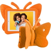 iPad 6th Generation Case for Kids, iPad 9.7 Case, Light Weight Shockproof EVA Foam Protective Tablet Stand Cover Holder for Apple iPad Air/Air 2 iPad 9.7 2017/2018 - Cute Butterfly, Orange