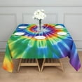 thumbnail image 3 of Rainbow Tie Dye Radial Pattern Square Tablecloth,Waterproof Square Table Cover,Wipeable Spillproof Washable Table Cover for Home Kitchen Party Decor 52"x52"(132x132cm), 3 of 6