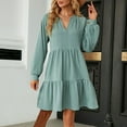 thumbnail image 4 of TAGOLD Womens Dress,Women Fashion Casual Comfy Long SleeveleV-Neck Knee-High Dresses, 4 of 4