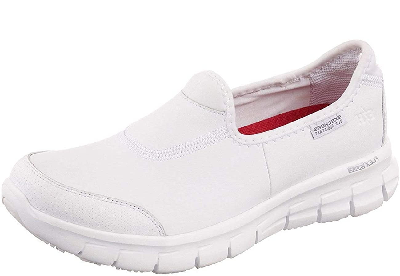 skechers slip resistant shoes white