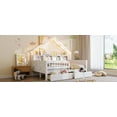 thumbnail image 7 of Full Size House Platform Bed with Drawers and Guardrail,Safety Comfortable Bed Frame with LED Lights and Storage Shelves,No Box Spring Needed,White, 7 of 7