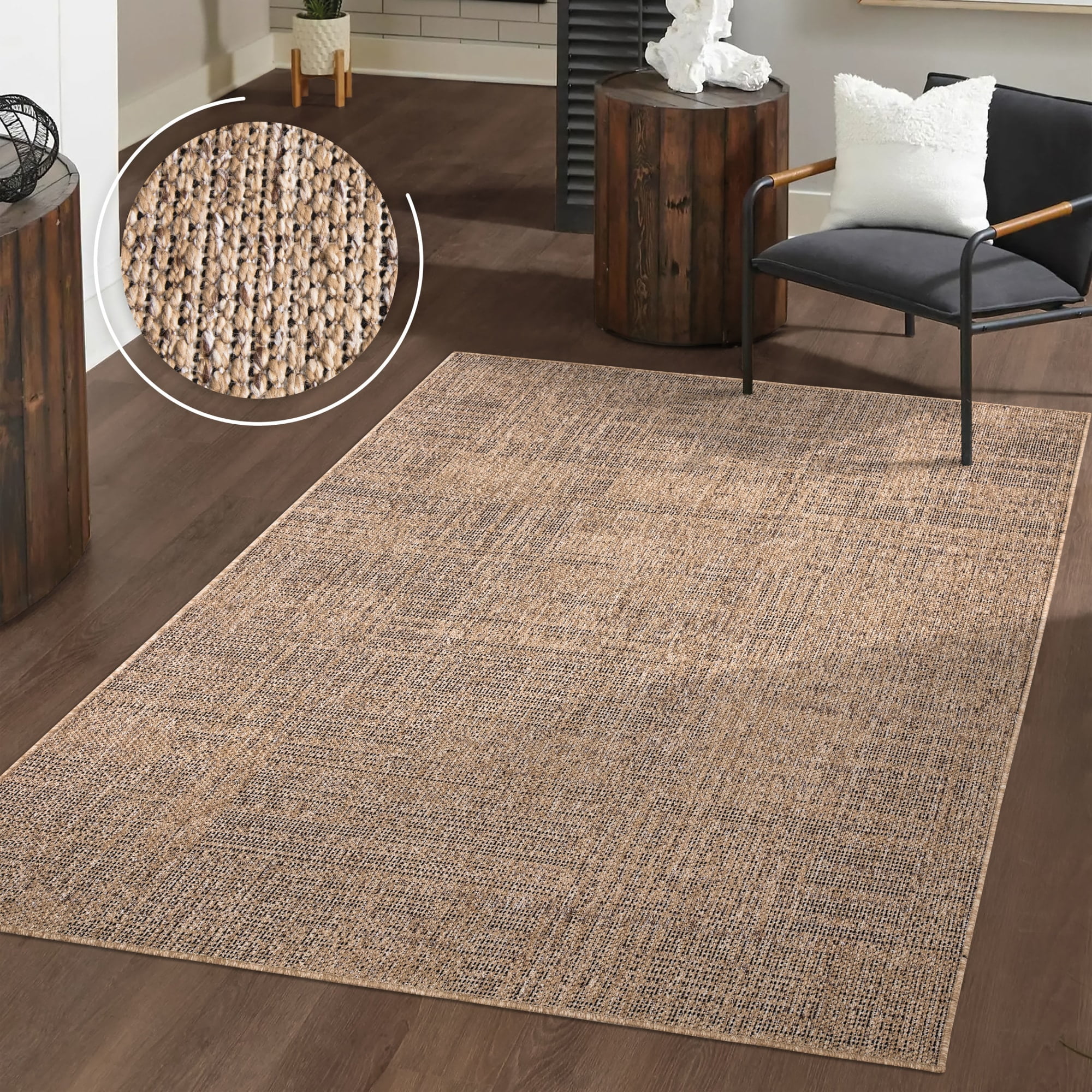 Modern Indoor & Outdoor Rug Jute Look in Beige