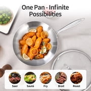 LOLYKITCH Tri-ply Stainless Steel Frying Pans Set with Lids,8-10-12 inch Skillets,Induction Cooking Pans,Dishwasher and Oven Safe.