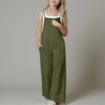 thumbnail image 2 of Sopiago Girls Casual Jumpsuits Spaghetti Strap Sleeveless Loose Romper for Girls Long Pants with Pockets Kids Clothes Dark Green,13-14 Years, 2 of 7
