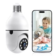 Jqimn 2.4GHz Light Bulb Security Camera, 1080P Security Cameras Wireless Outdoor, Color Night Vision, AI Motion Detection, Audible Alarm, Two-Way Talk, Easy Installation