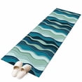 thumbnail image 2 of Abstract Washable Runner Rugs 2'x6', Teal Gradient Waves Beach Lines Low Pile Throw Entryway Rug Non-Slip Sturdy Edge Binding Carpet for Indoor Bedside Entrance Bedside, 2 of 9