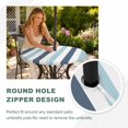 thumbnail image 4 of Round Outdoor Tablecloth with Umbrella Hole and Zipper, Blue Aqua Striped Tablecloth with Elastic Waterproof, Farmhouse Stripe Art Patio Table Covers for 36" - 44" Picnic Pool Tables, 4 of 9