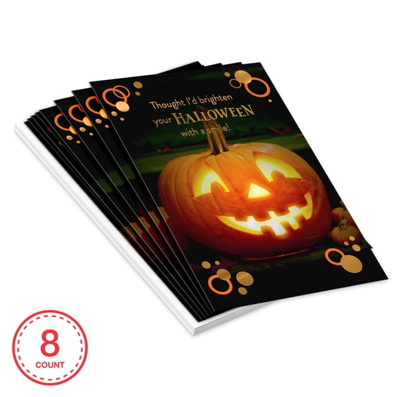 American Greetings 8-Count Halloween Card Pack, Jack-O'-Lantern Design