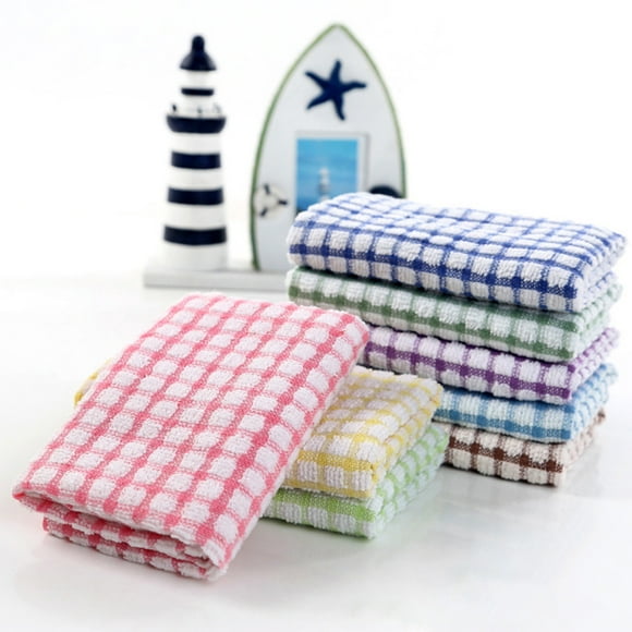 Lubelski Soft Plaid Absorbent Kitchen Table Dishcloth Cotton Cleaning Cotton Tea Towel Blue