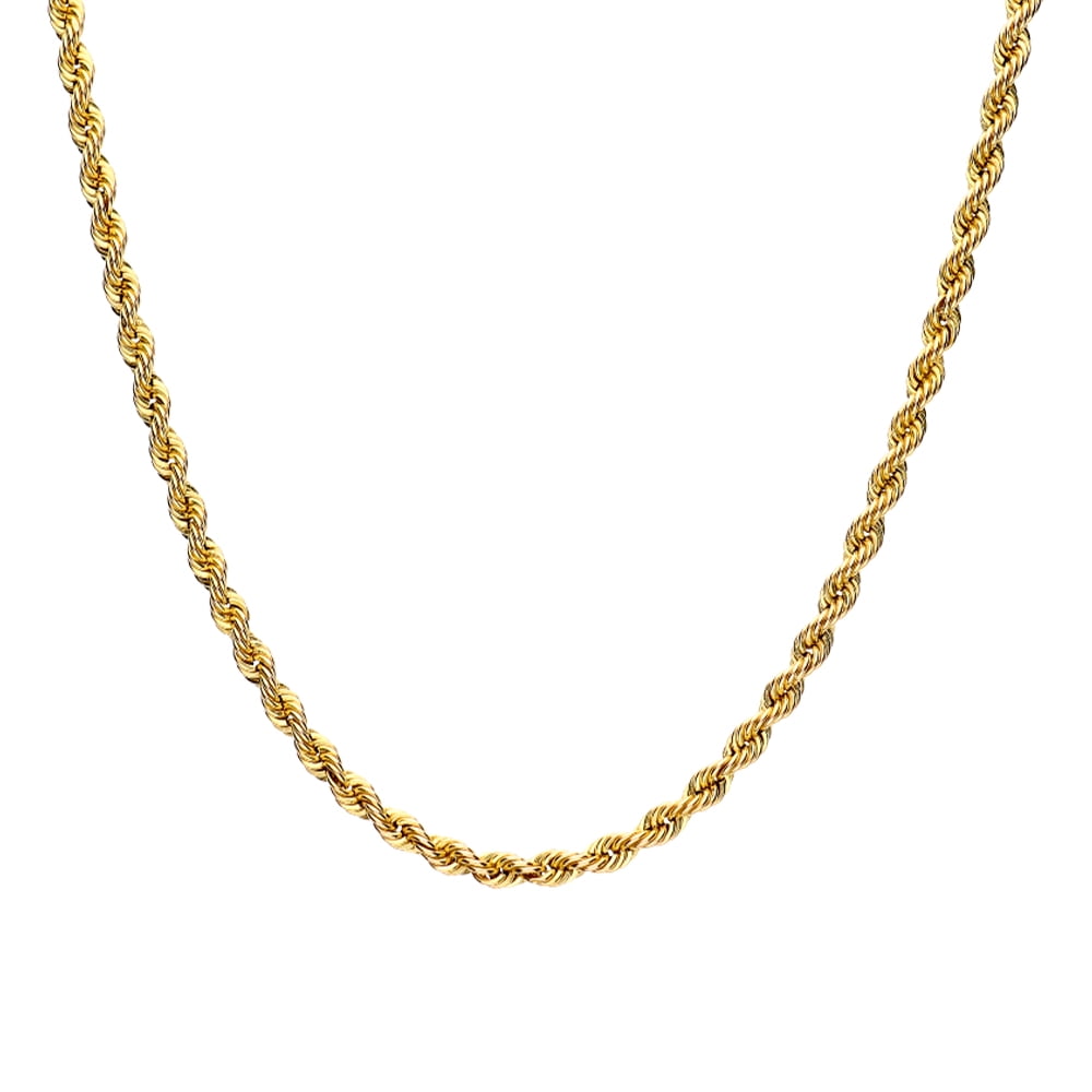 Gold Rope Chain Necklace 22" Men Women 5mm 10K Real Gold by Glitz Design
