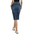 thumbnail image 3 of Denim Skirt for Women High Waist Split Back Pockets Knee Length Pencil Skirt XS Dark Blue, 3 of 6