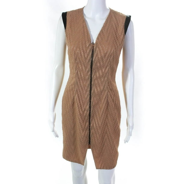 Pre Owned Hunter Dixon Womens Front Zip Textured Cocktail Dress Orange Size Small Walmart Com Walmart Com