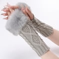 thumbnail image 1 of gants Courts En Laine Gris-losange Pour Femmes, Fausses Manches, Tricots, Couvre-bras Chauds Sans Doigts, Automne Et Hiver, 1 of 4