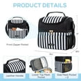 thumbnail image 6 of TOURIT Insulated Lunch Tote Bag Leakproof Lunch Box, Reusable Cooler Bag Food Container with Dual Compartment, Pockets & Shoulder Strap for Women Men, Work School Picnic Beach, Black White Stripes, 6 of 8