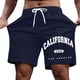thumbnail image 1 of Pantalones cortos casuales elásticos con estampado de letras para hombre, cómodos para llevar en verano al aire libre, 1 of 4