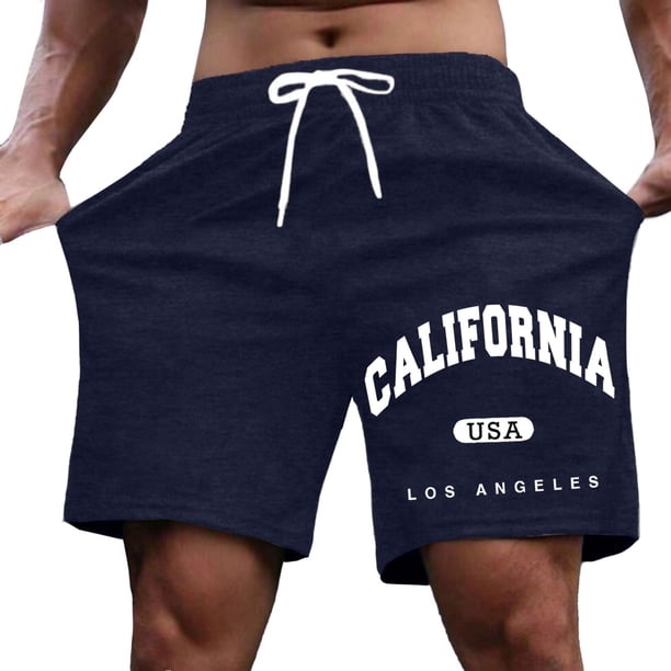 Pantalones cortos casuales elásticos con estampado de letras para hombre, cómodos para llevar en verano al aire libre
