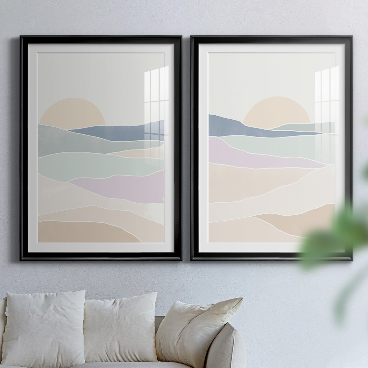 Wexford Home Wave Tableau I Premium Framed Print, 26.5" x 36.5" - Ready to Hang, Black (Set of 2)