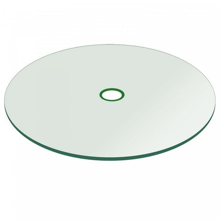Aquatex 48 inch Round Patio Glass Table Top 3/16 inch Thick Clear Tempered Glass With Flat Edge Polished W/ 2" Hole By Fab Glass and Mirror