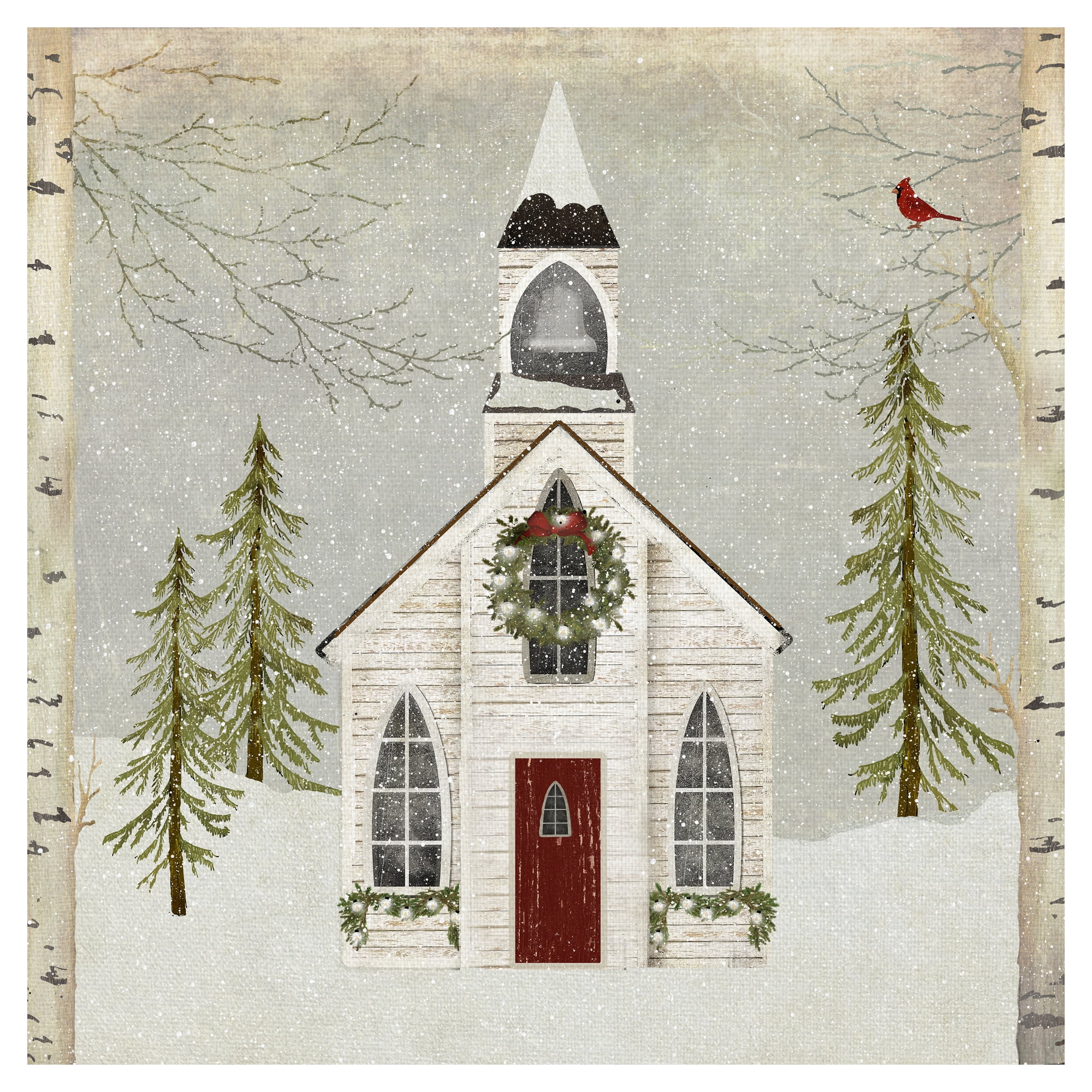 Snow Church by Beth Albert Canvas Art