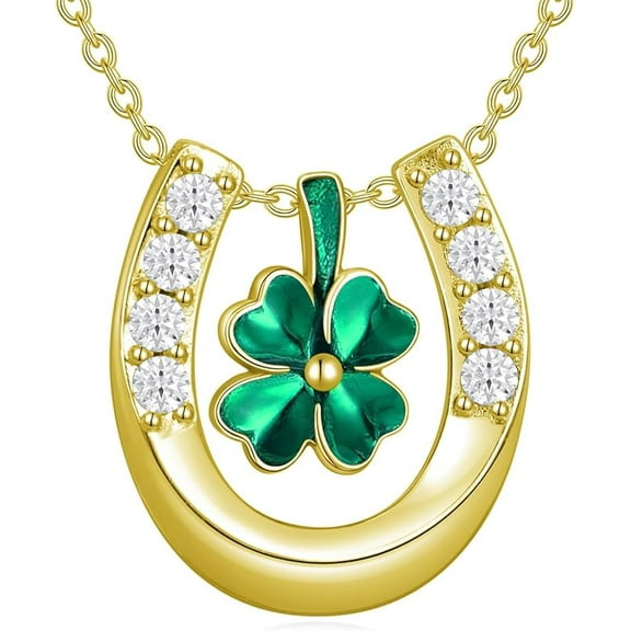 DVEATR 4 Leaf Clover Necklace 925 Sterling Silver Green Clover Pendant Jewelry for Women Christmas Birthday Gifts