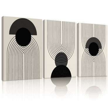 SHENIFY 12x16in3pcs Black Boho Wall Art Mid Century Modern Decor Abstract Boho Wall Decor Minimalist Bohemian Bedroom Decor Canvas Prints Ready to Hang for Bathroom Living Room