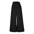 thumbnail image 5 of XPMWRP Gaucho Pants for Women Corduroy Wide Leg Palazzo Culottes Bottoms Work Trousers Loose Fit Dressy Casual Office Elastic Waist Black L, 5 of 9
