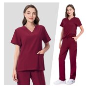 Women Medical Scrubs Set Nurse Work Uniform Nursing Scrub Top and Pants with Pockets